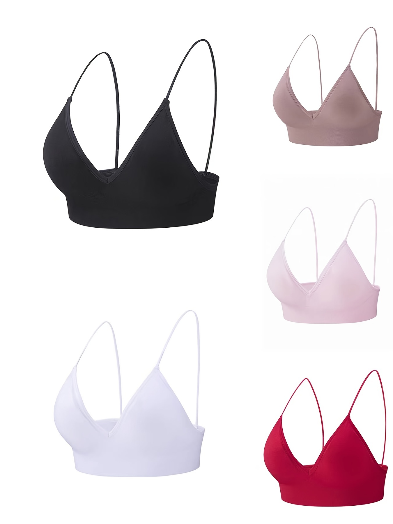 2PCS Minimalist Solid Color Women's Underwear Bra,Breathable And