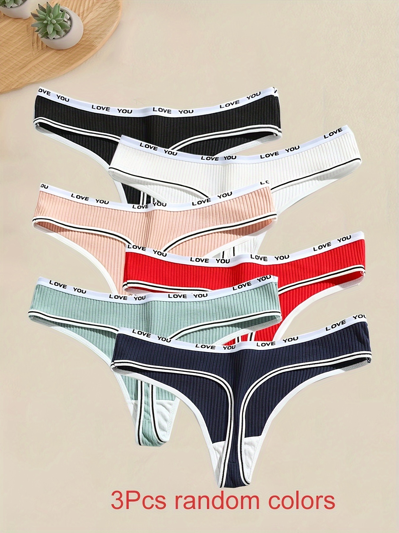 Women's Combo Sexy Breathable Letter Tape Thong Panties - Temu Canada