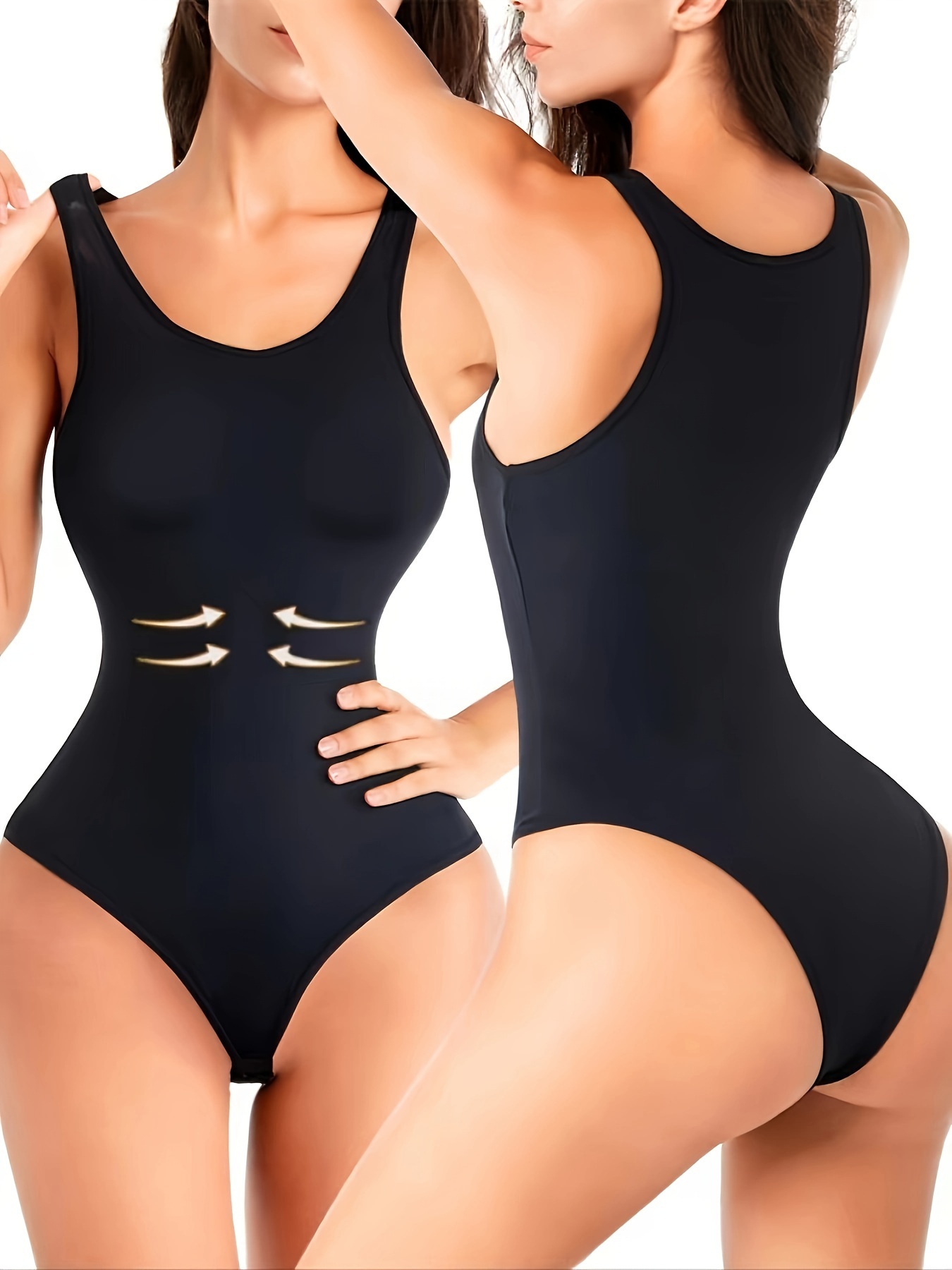 Simple Solid Shaping Bodysuit Slimming Backless Thong Body - Temu