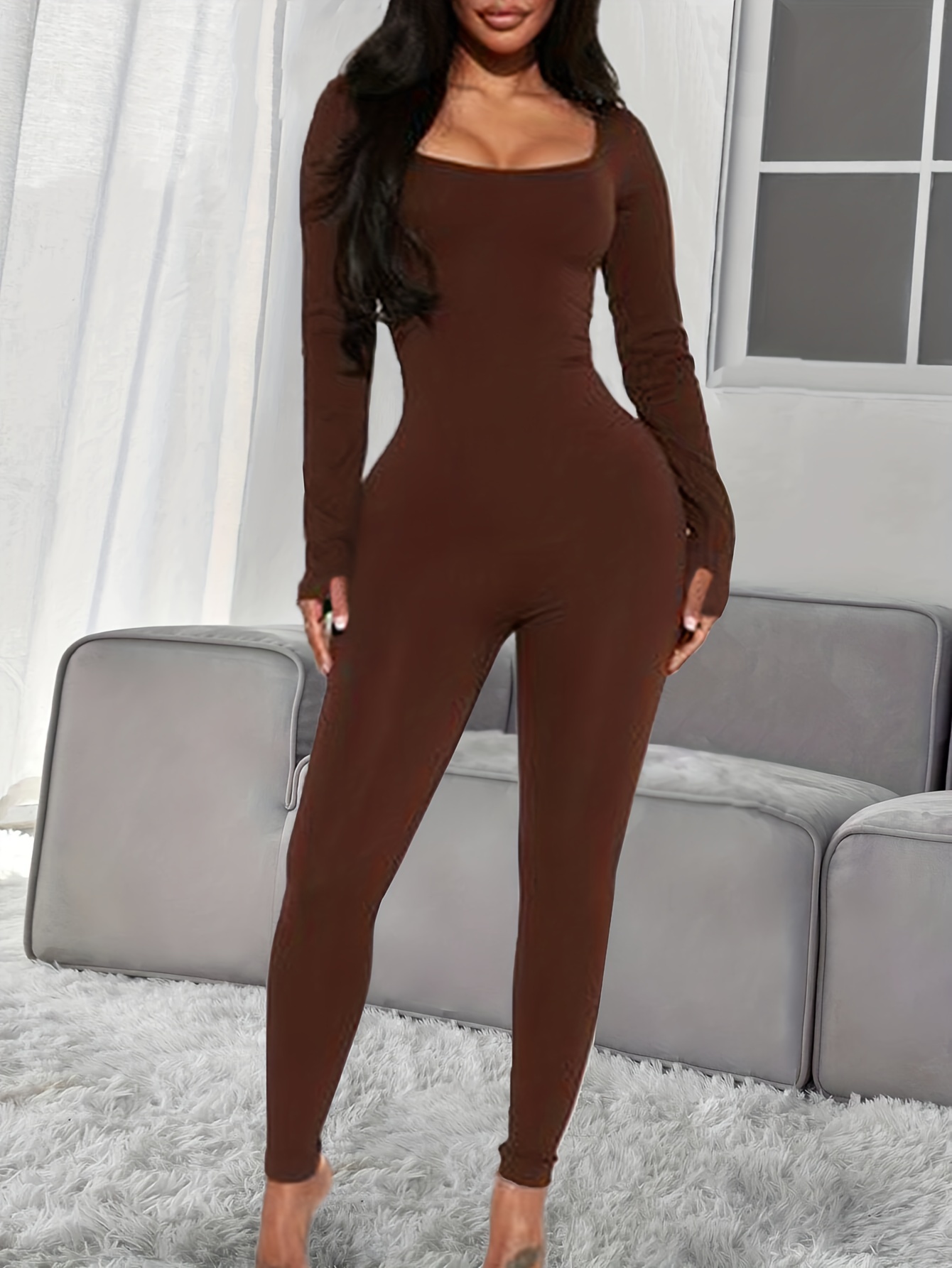 Seamless Solid Shaping Jumpsuit Long Sleeve Stretch Slimming