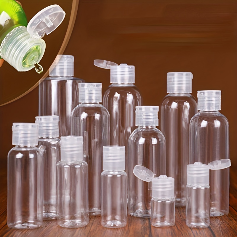 24 botellas redondas de plástico de 10 onzas, botellas de agua vacías,  botellas sensoriales con tapas negras, recipientes de plástico  reutilizables