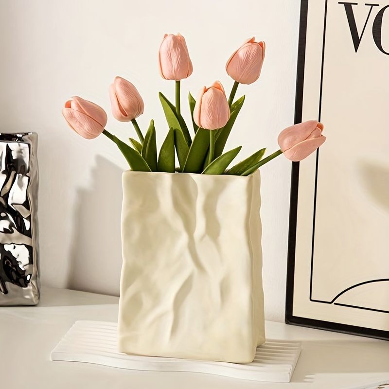 1pc Beige Matte Ceramic Handbag-shaped Vase, Wallet, Tote Bag Shaped Flower  Vase, Unique Handbag Decoration, Wide Opening Vase (ceramic) - For Home  Decoration, Flower Farmhouse Decor