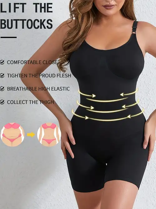 Tight Jumpsuit Deep V-neck Backless Belly Contracting and Body Slimming  Evening Dress Shapewear Invisible Strap Bra Shaping Body