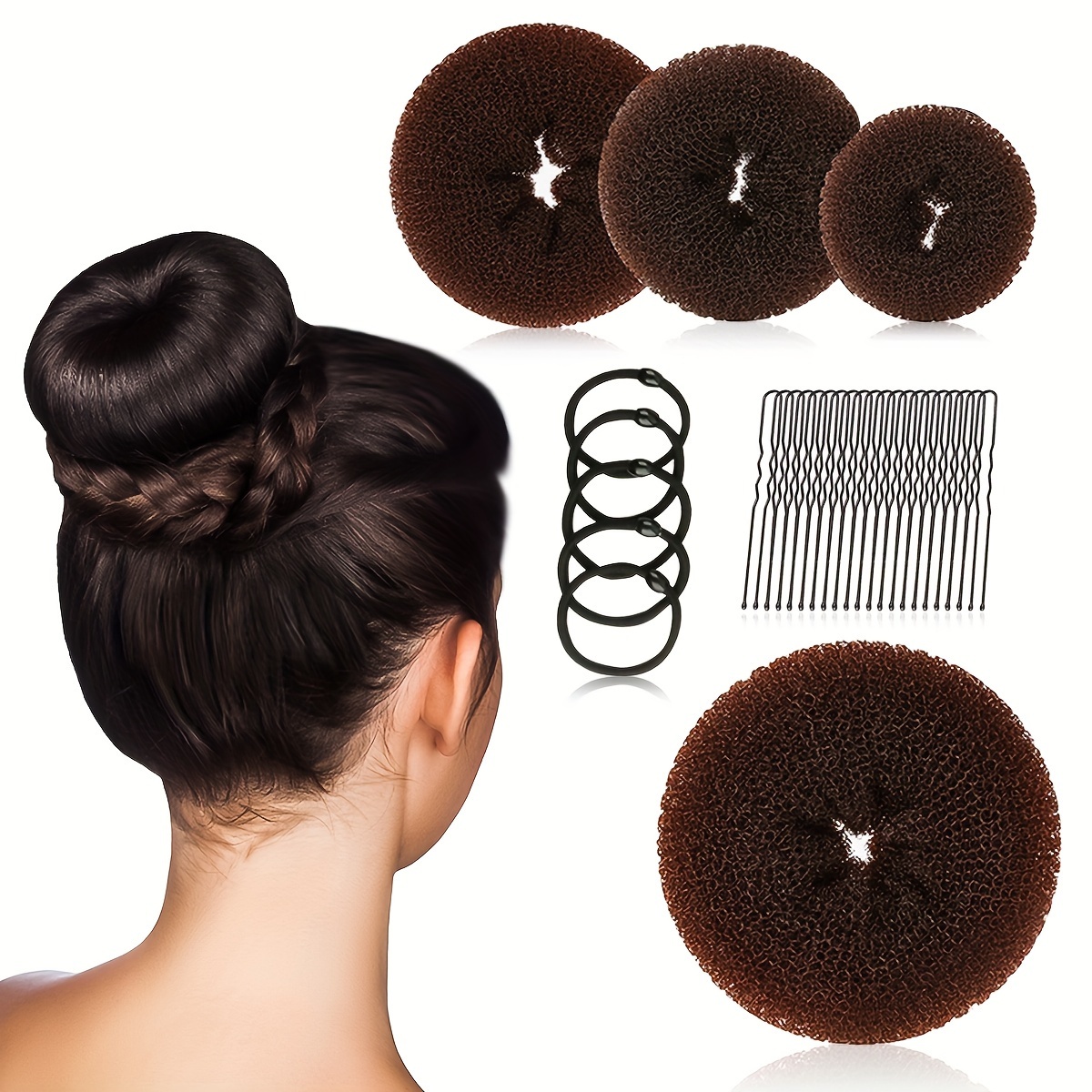 Extra Small Hair Bun Maker for Kids, 6 PCS Chignon Hair Donut Sock Bun Form  for Girls, Mini Hair Doughnut Shaper for Short and Thin Hair (Small Size 2  Inch, Dark Brown)