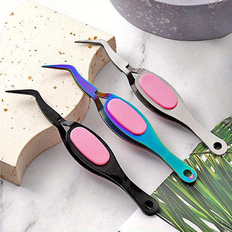 2 Pieces Tweezers curved Bent Tip Tweezers with Rubber silicone Tips PVC  Coated Non Marring Soft Long Rubber Tips Tweezers Stainless Steel Hobby