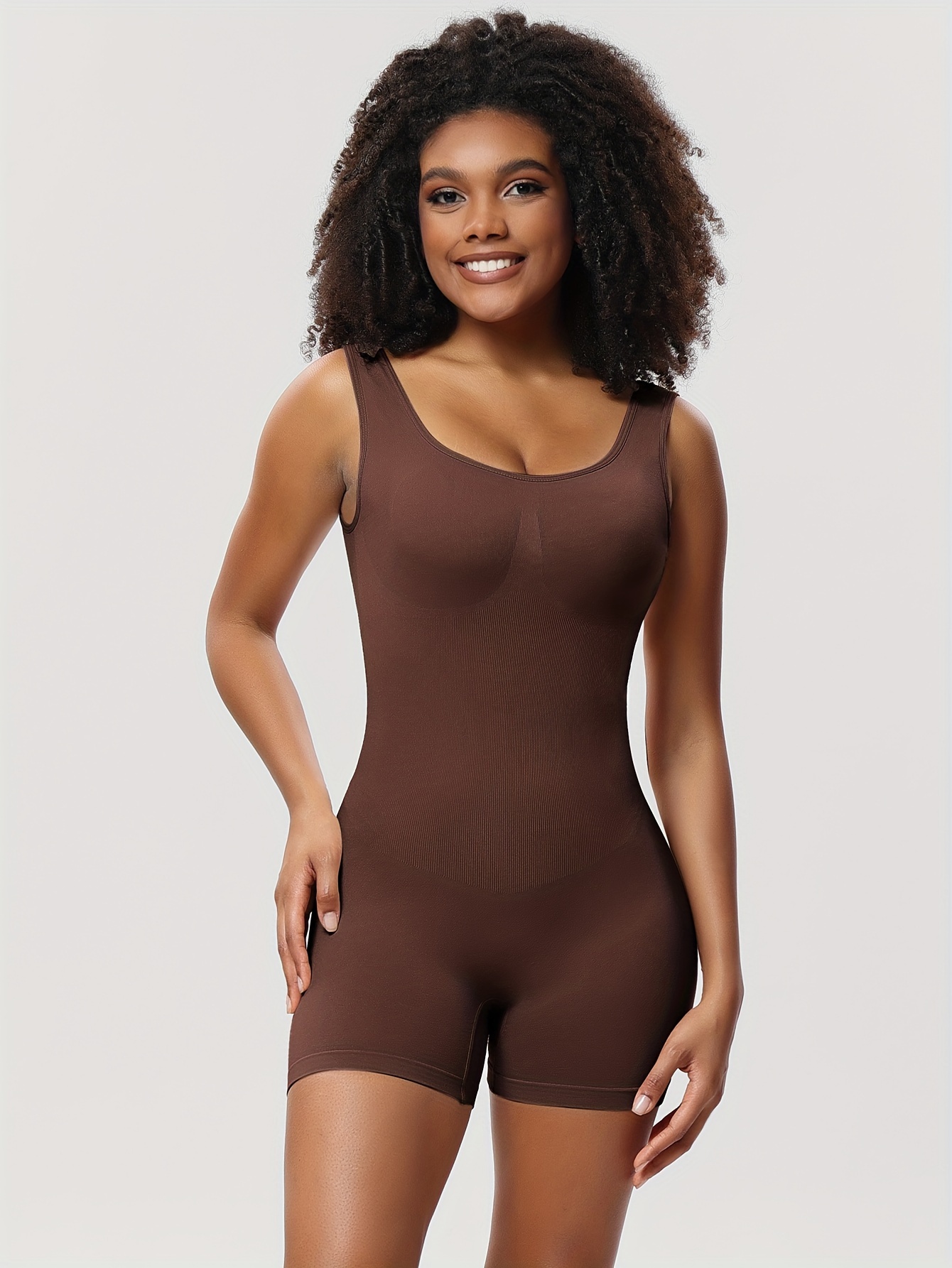 Lace Trim Shaping Romper, Plunging Tummy Control Slimmer Open Crotch Body  Shaper, Women's Underwear & Shapewear