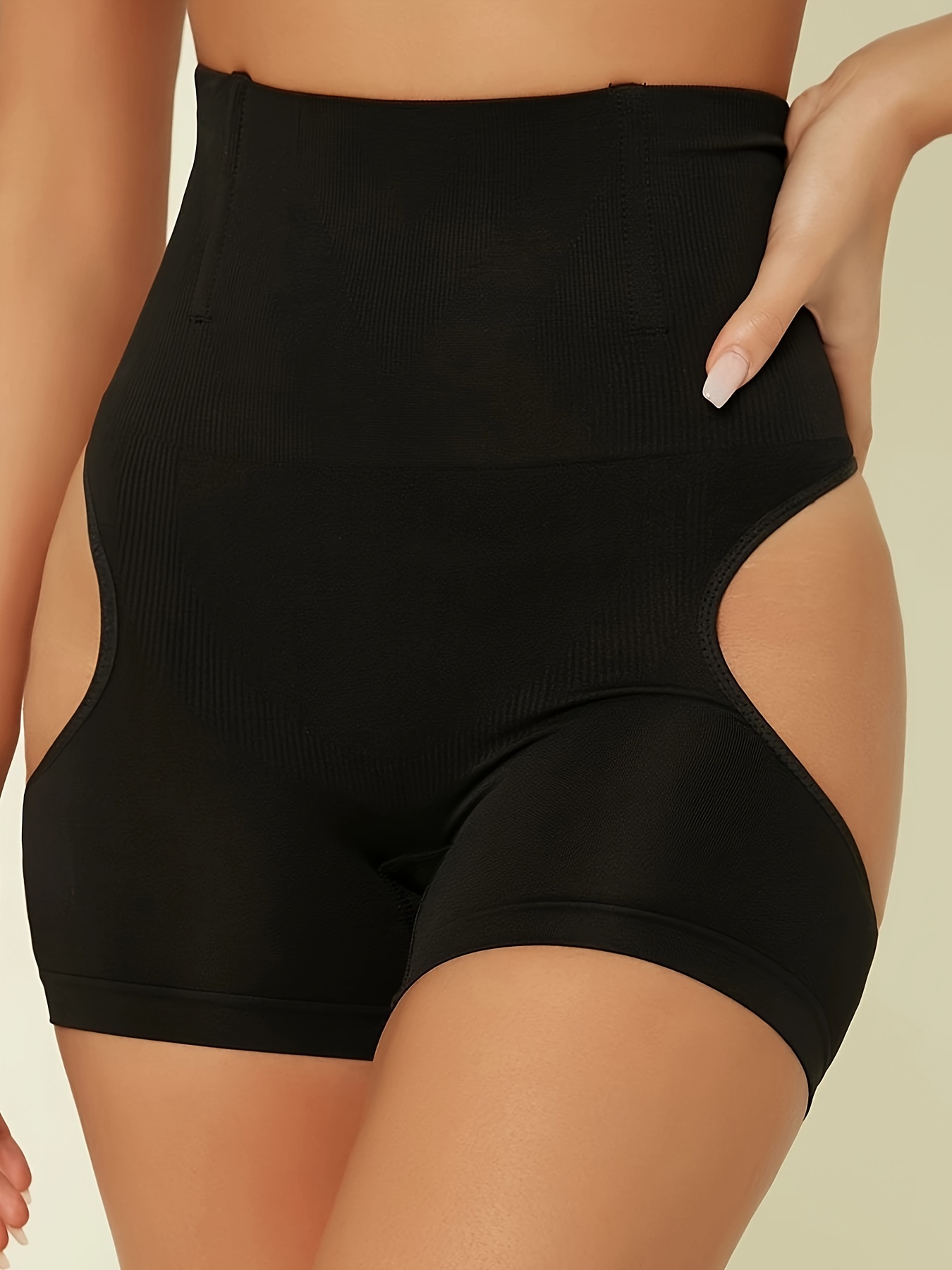 Seamless Solid Shaping Shorts, Tummy Control Open Butt Shorts, Women's  Underwear & Shapewear