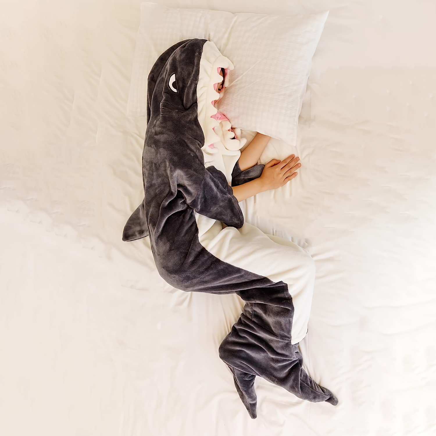 Shark Blanket Shark Sleeping Bag Tail Wearable Fleece Throw Blanket Adult  Kids Cosplay Shark Costume Gifts for Shark Lovers