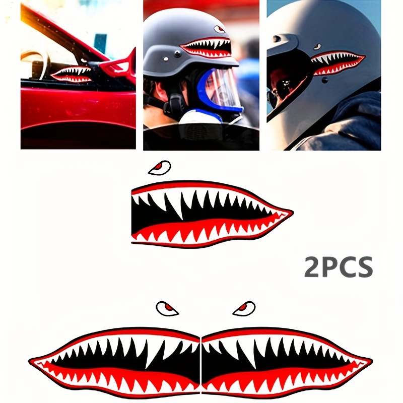 2 Teile/Para PVC Auto Aufkleber DIY Shark Mund Zähne