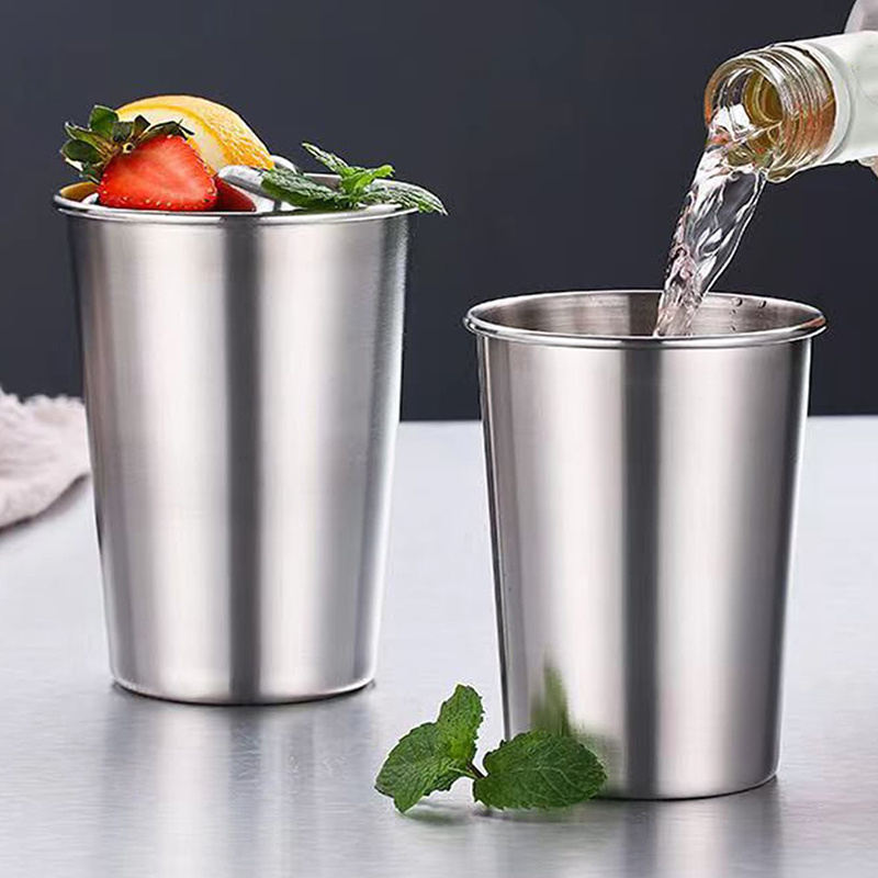 Stainless Steel Cups, Premium Metal Pint Cup Tumblers,12Oz/ 350Ml Metal  Drinking Glasses for Kids and Adults, Healthy Unbreakable and Stackable