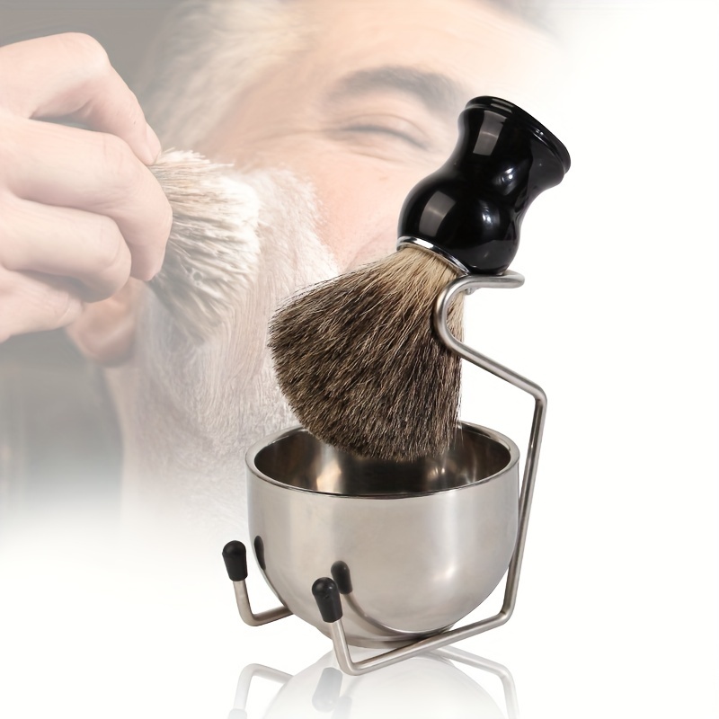 Brocha de afeitar: Brocha de pelo de tejón sintético (suave), brocha de  afeitar vegana – Brocha sintética – para Crema de Afeitar Jabón en Espuma  para