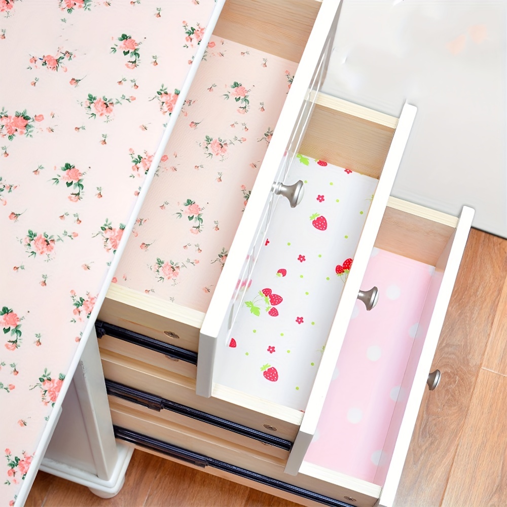 Unique Bargains Non Adhesive Rose Pattern Kitchen Table Cabinet Shelf  Drawer Liner Pink 11.8 x 9.8 inch