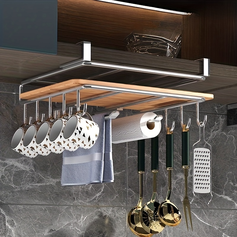 VEHHE-portarrollos de cocina montado en la pared para baño o cocina,  soporte autoadhesivo o perforador para debajo del armario, color negro