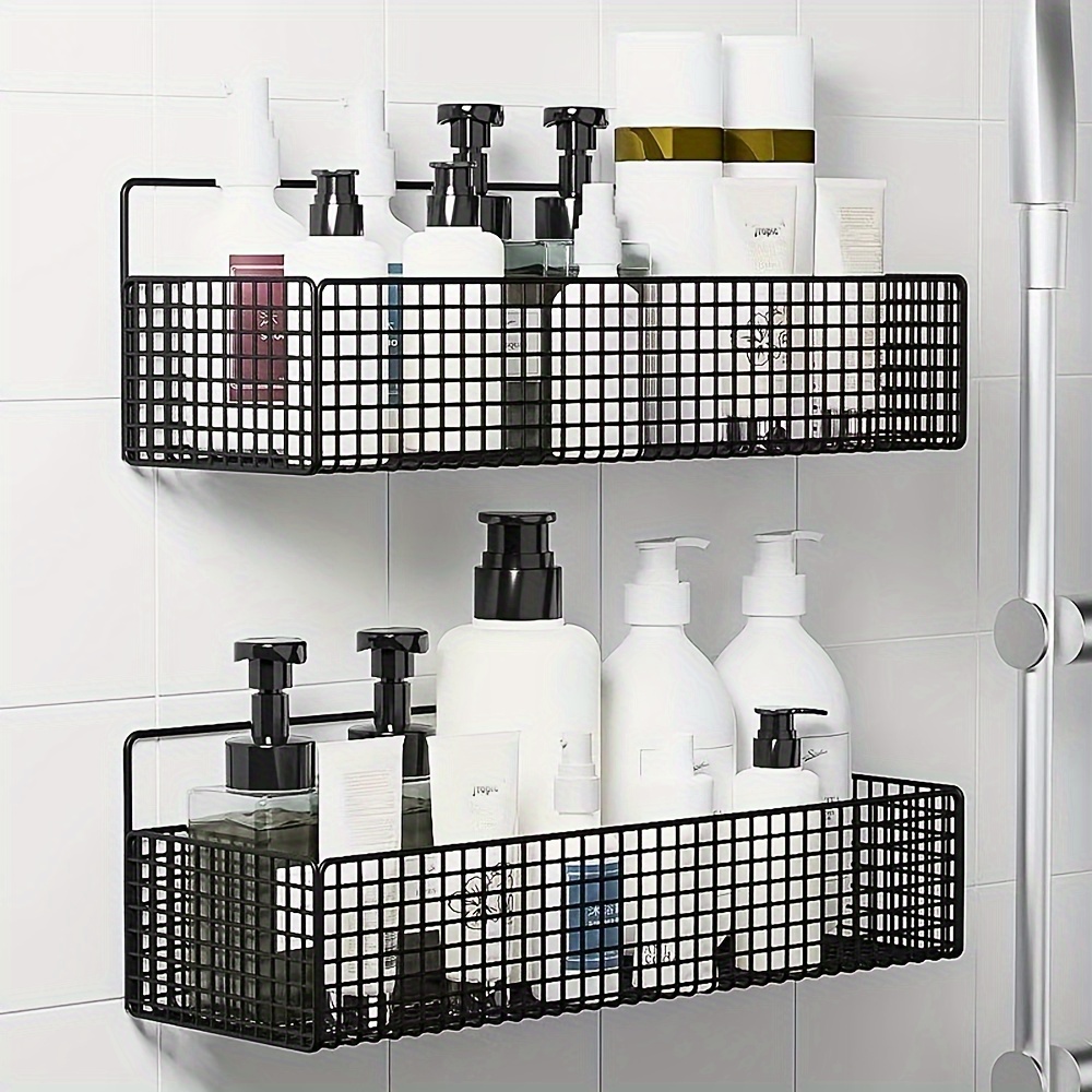 Cheers.us Shower Shelf Adhesive for Wall,Adhesive Brackets for Shelves, Adhesive Shelf Bathroom Small Black Shelf,Floating Shelves Wall Mounted