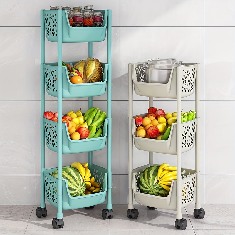 Kitchen Multi-layer Vegetable Basket, Vegetable And Fruit Storage Basket,  Removable Vegetable Drain Basket, Kitchen Multi-functional Storage Rack,  Large Capacity Storage Rack For Idle Items, Multi-layer Vegetable And Fruit  Cart For Home Use 