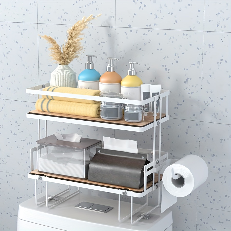 Utex 3 Tier Bathroom Shelf Wall Mounted with Towel Hooks, Bathroom Organizer