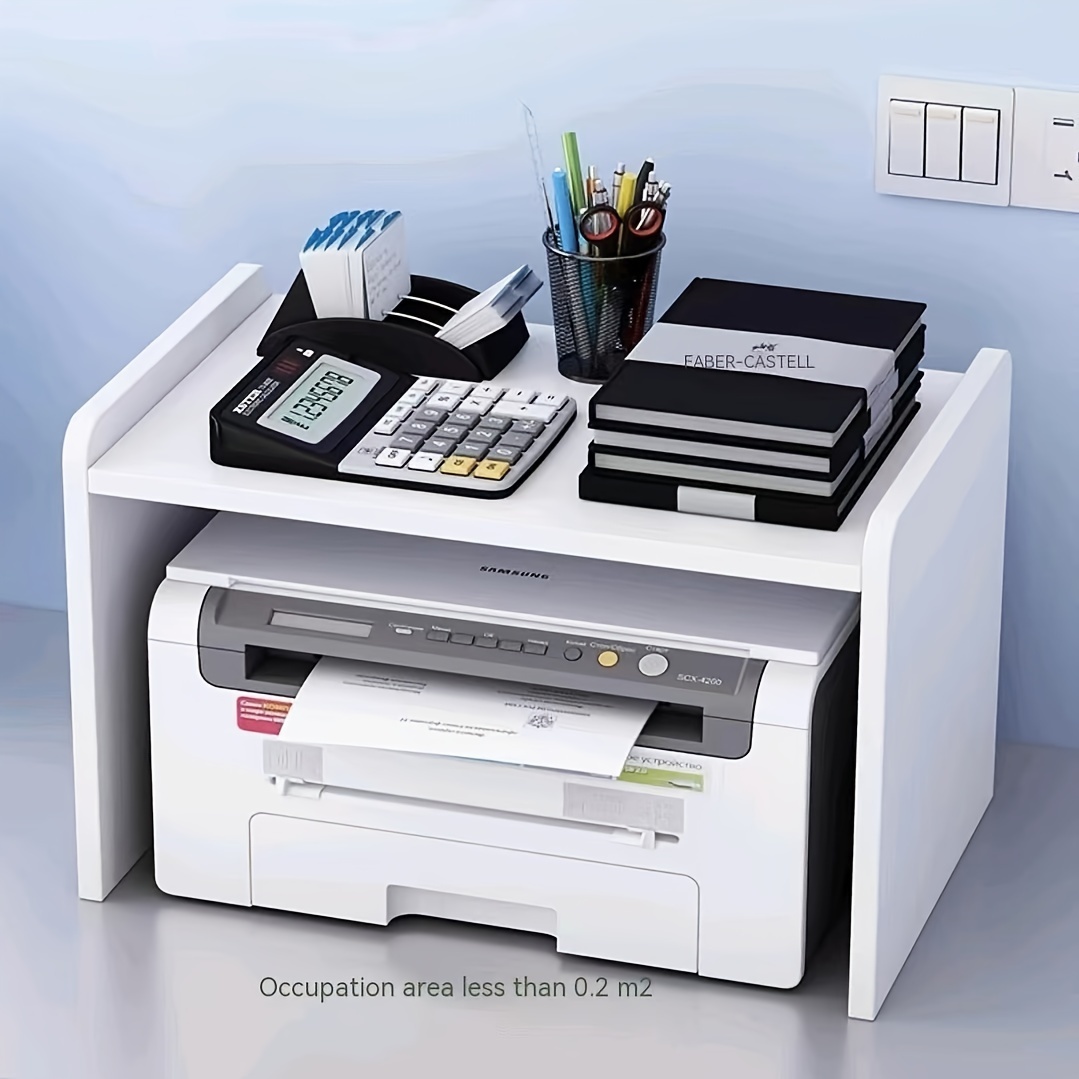 Furist Soporte de impresora de escritorio con almacenamiento, soporte  multifuncional de 3 niveles para escáner de impresora, estante de libros,  mesas