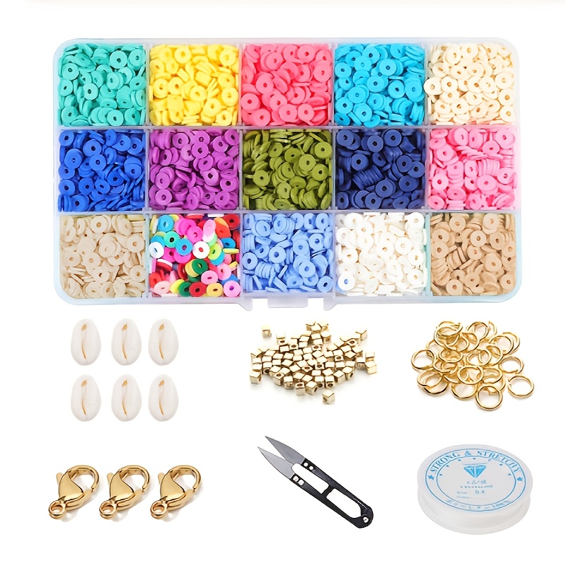 Clay Bead Sets, With Shell Lobster Clasp Elastic Thread Diy
