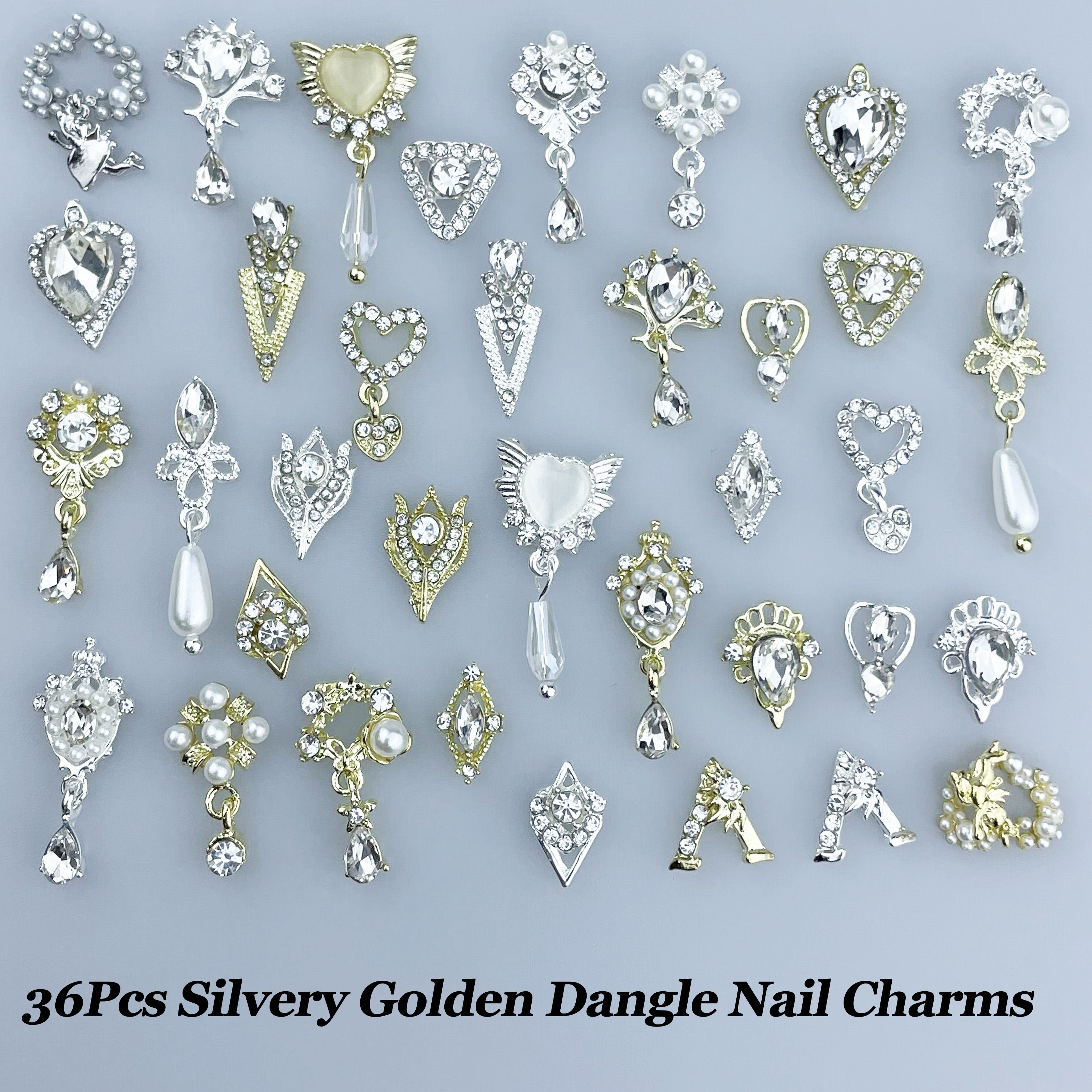 40PCS Gold Nail Charm Nail Charms Dangle Nail Charms Silver Nail Gems 3D  Snake