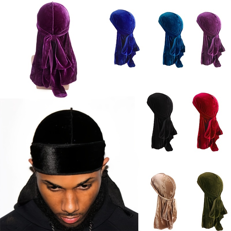 Velvet Durag Unisex Doo Rag Hats Silky Wave Cap Designer Stretch Sport  Headwrap