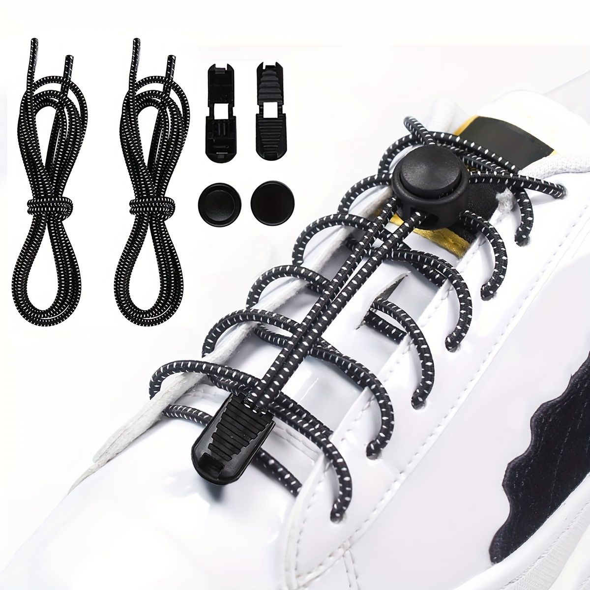 2pcs/set Press-type Shoelace Buckles, Elastic No-tie Shoelaces, Unisex