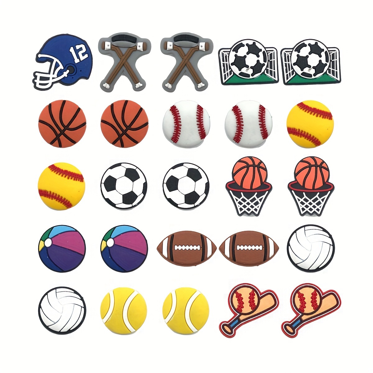  25 50PCS Baseball Shoe Charms for Croc Bubble Slides Clogs  Sandals, Sports Balls Shoe Accessories Decorations for Boys Men Teens  Adults (25) : Clothing, Shoes & Jewelry