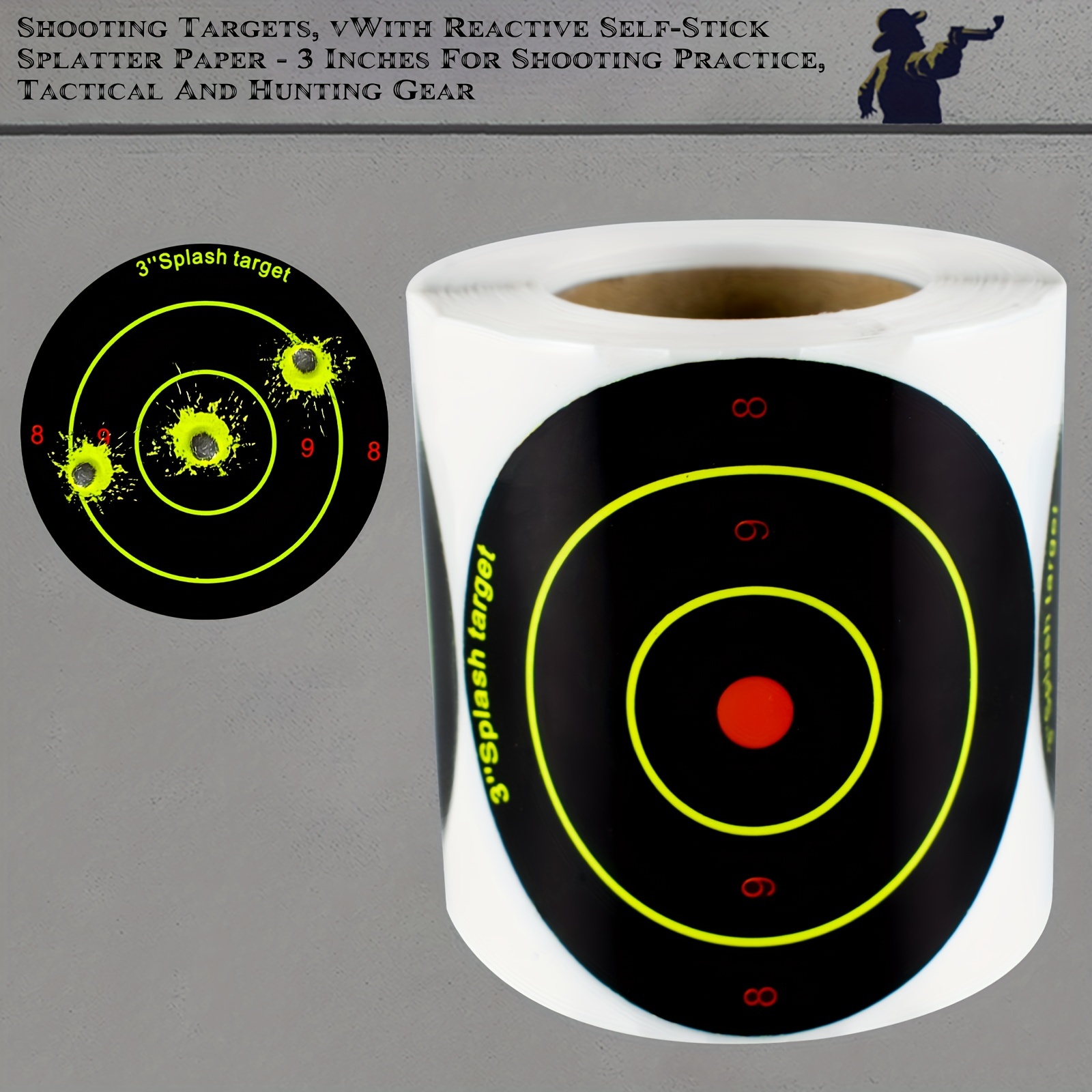 Stick Splatter Adhesive Bullseye Shooting Targets - 12x12 Inch