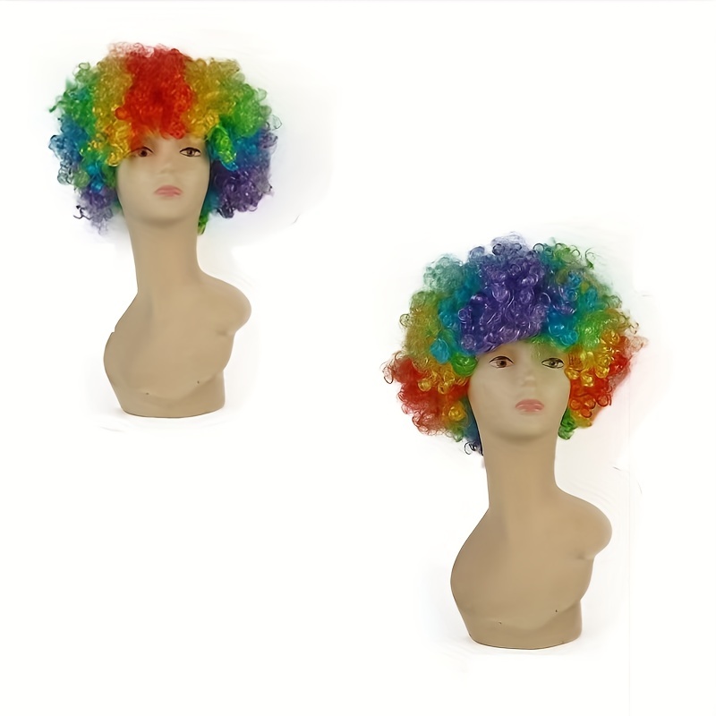 1pc Perruque Bouclée Cheveux Flous Légers Clown Cirque Déguisement