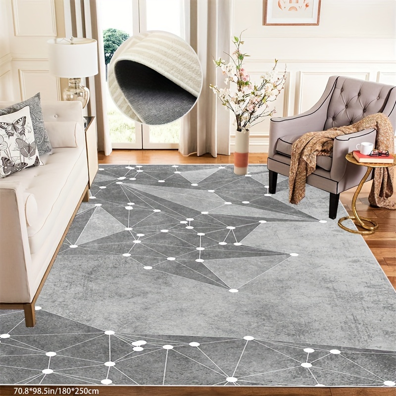 Alfombras de área grandes de 6 x 9 pies para sala de estar, alfombra  moderna súper suave gris claro, alfombra de dormitorio, alfombra geométrica  de