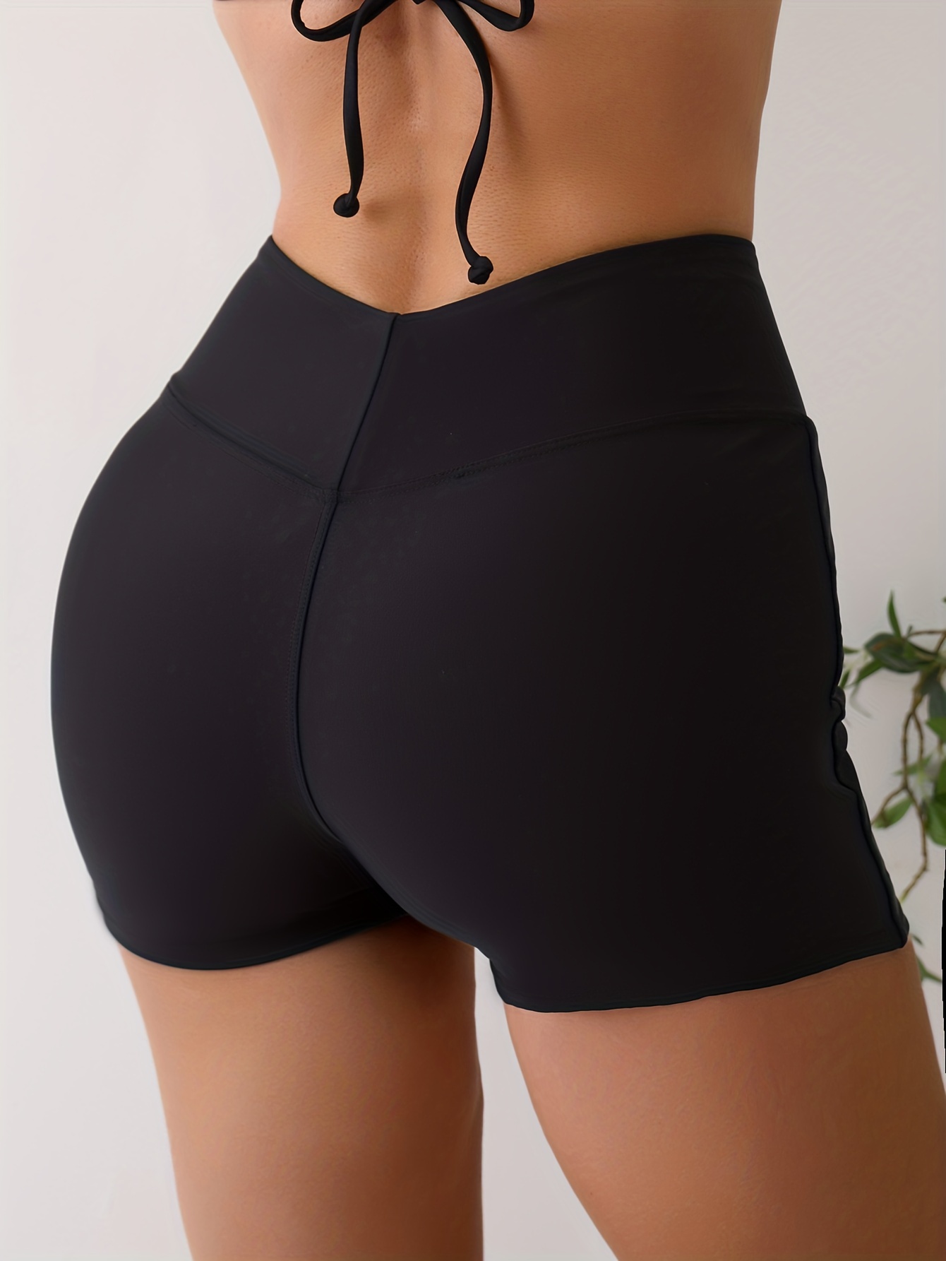 High Waisted Plain Capri Swim Pants Black Medium Stretch - Temu Australia