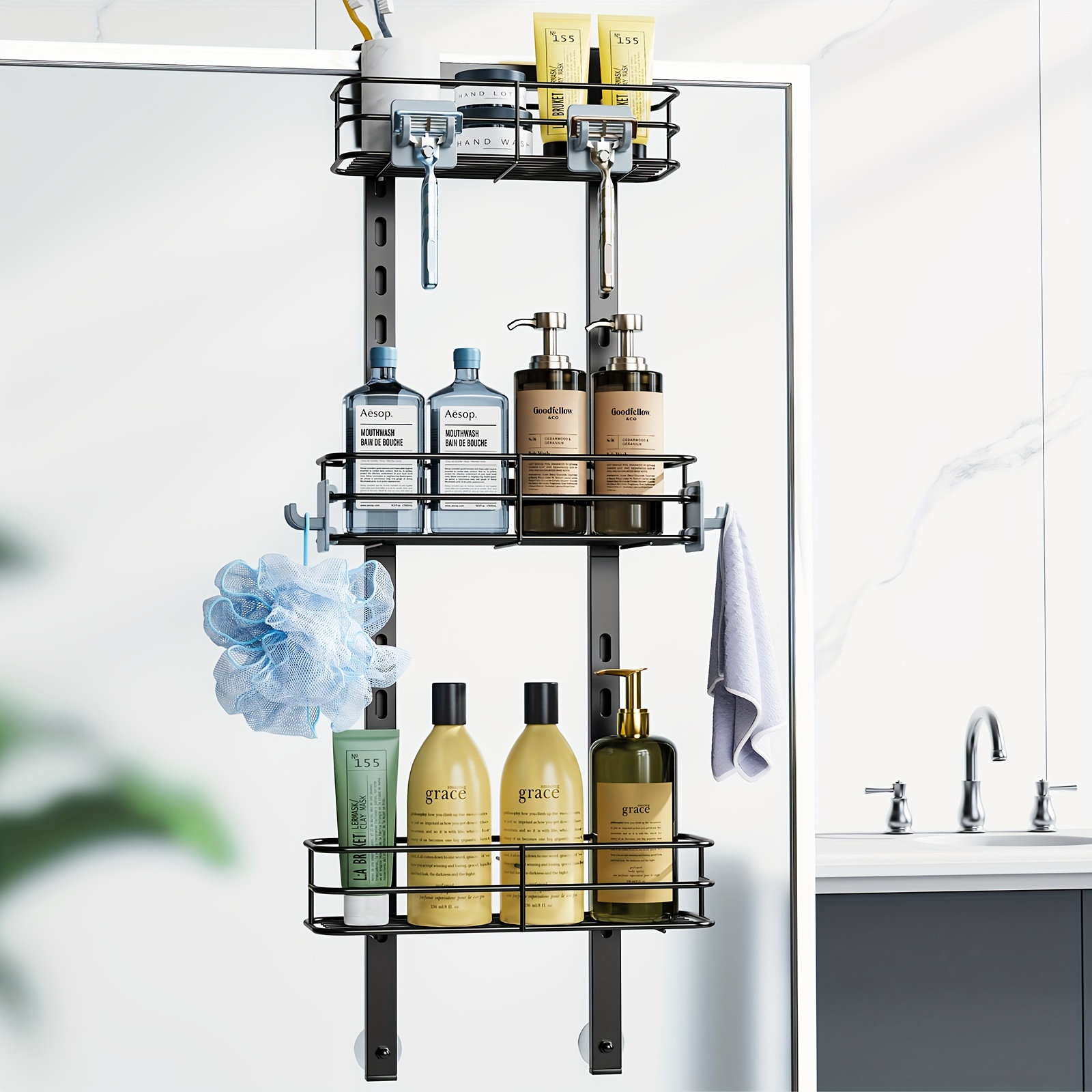 Classic Metal Bathroom Shower Caddy Black Rust Proof Metal - Temu