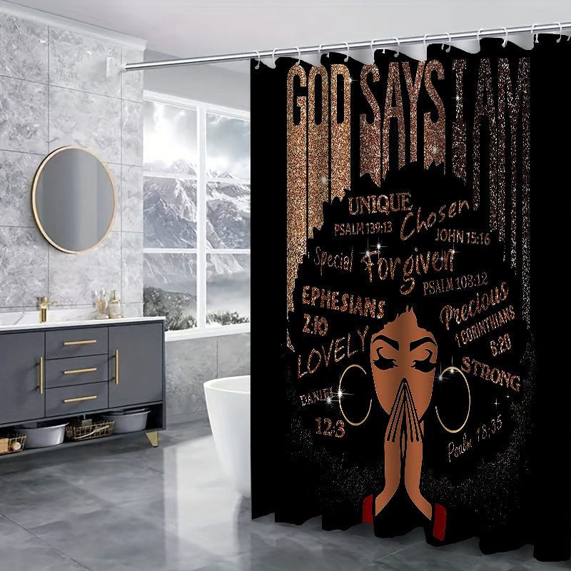 Pretty African Print Melanin Girl Bathroom Shower Curtain Set 4pcs Coo –  BigProStore