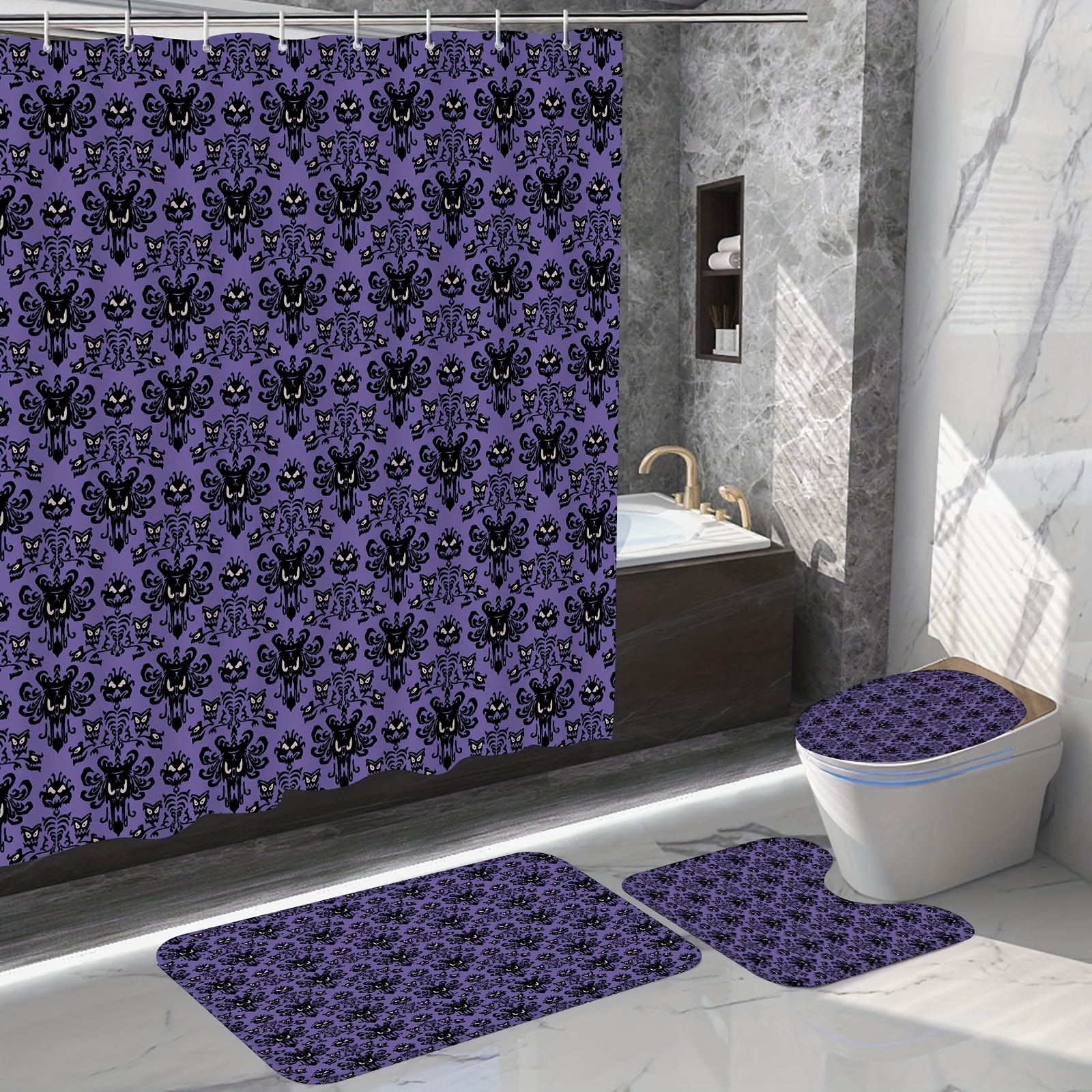 Harry Potter 4PCS Bathroom Rugs Set Shower Curtain Toilet Lid