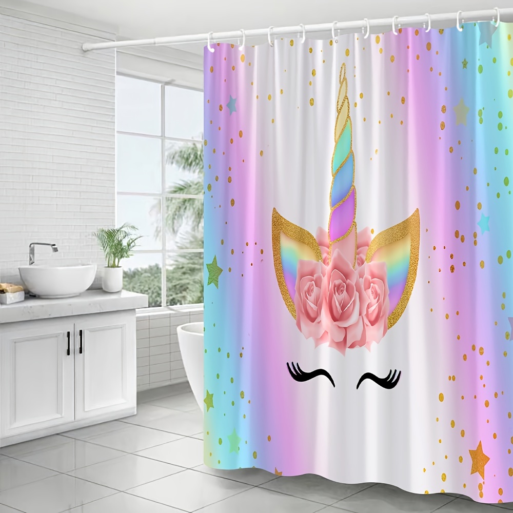  WUASDCS Divertida cortina de ducha de unicornio con