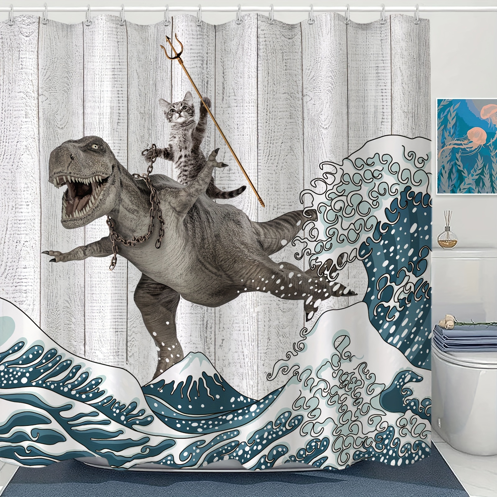 Cortina de baño Dinosaurio - tienda de acolchado