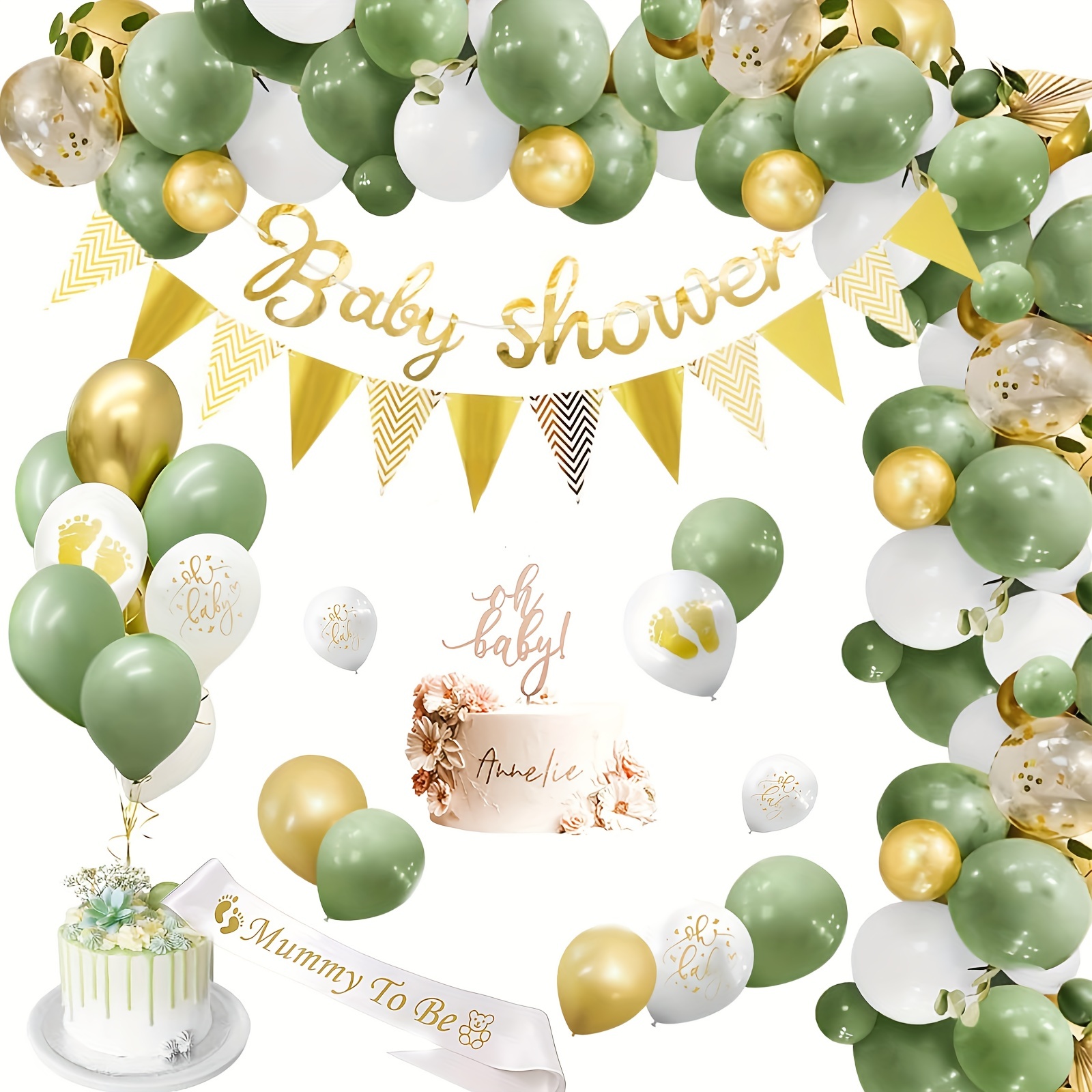 Sage Green Eucalyptus Leaf Gold Compleanno Baby Shower Party - Temu Italy