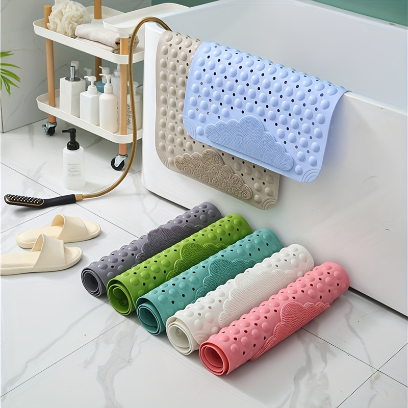 Extra Long And Non-slip Bathtub And Shower Mat With Suction Cups And Drain  Holes - Machine Washable And Soft On Skin - - Temu