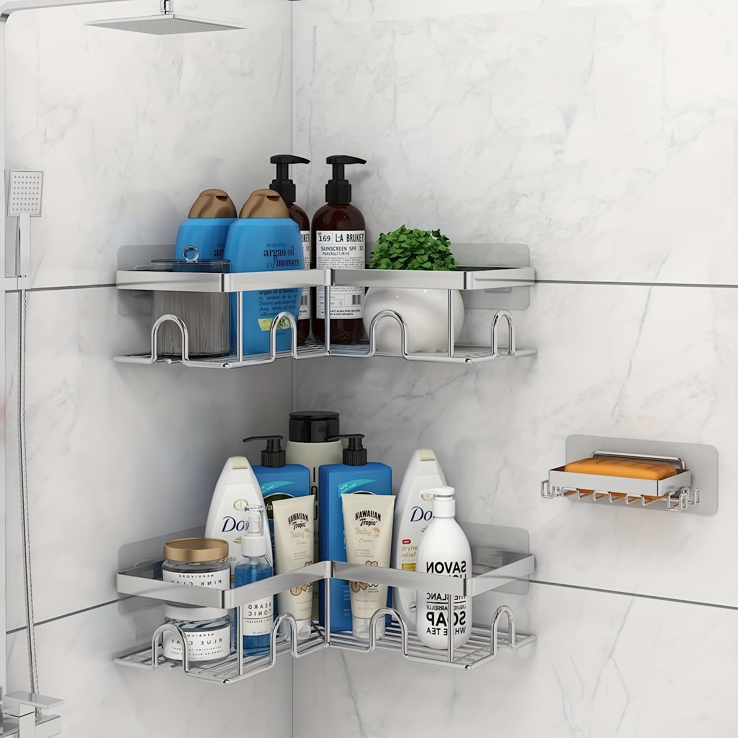  LAIGOO Adhesive Shower Caddy Corner Shelf, Hanging Bathroom  Shelves Wall Mounted Shower Shelf, Non-Drilling Floating Shelf for Bathroom  Organizer/Kitchen/Shower Organizer (2 Pack, Black) : Home & Kitchen