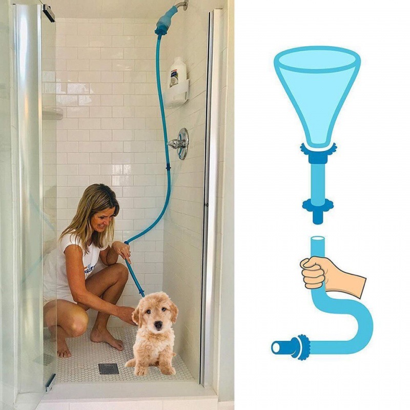 8 in 1 Dog Wash Hose Attachment with Soap Dispenser, Dog Bath Hose Attachment with Pet Bath Brush Car Wash Mitt and Dog Comb for Watering Plants, Lawn