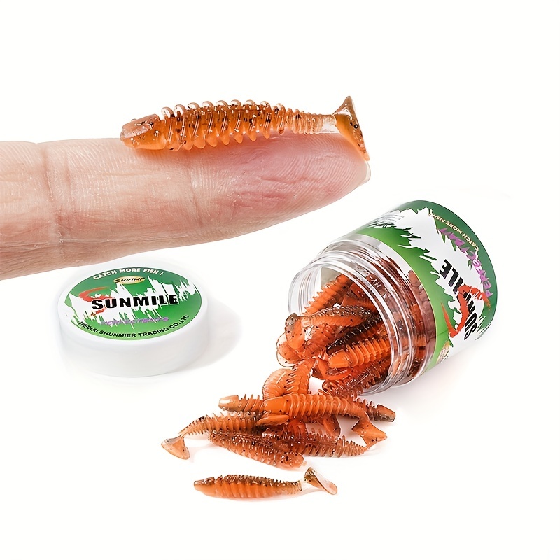 50pcs 3.8cm 0.2g Trout Worm Soft Baits Artificial Fishing Lures
