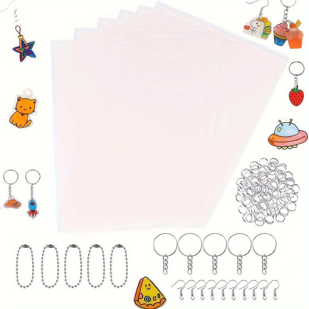 145 Pcs Shrinky Art Paper Accessory Set Heat Shrink Sheet Plastic Kit for  DIY Keychains Pendant Crafts Drawing Arts Present Gift