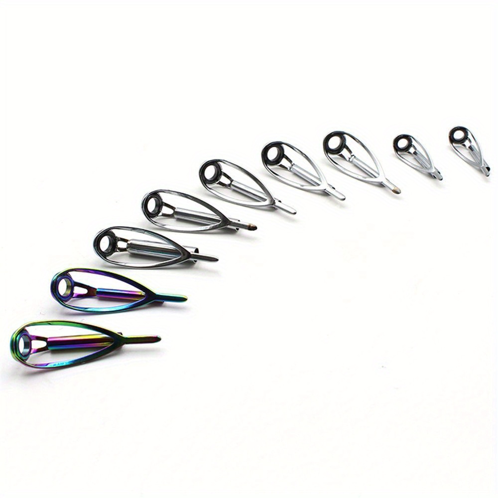 80pcs 8 tailles canne à pêche pole guide tip ensemble en acier inoxydable  en céramique anneau supérieur leurre kit d'outils de réparation de pointe  de canne à pêche