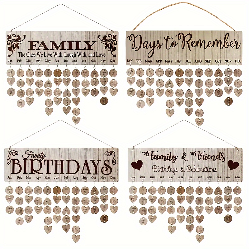 Christmas Gifts for Mom Grandma from Daughter, Wood Family Birthday  Reminder Calendar Board Wall Hanging DIY Birthday Tracker Plaque with 120  Tag