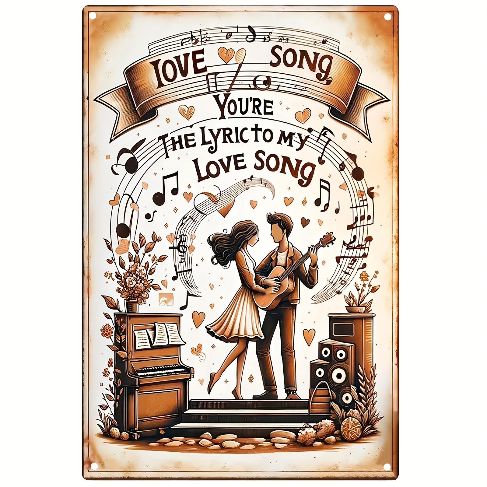 1pc,Metal Tin Sign Fix You Lyric Poster Song Lyric Love Poster Coldplay  Lover Musical Notes Lyrics Love Vertical Poster No Frame Art Print Wall Art  Me