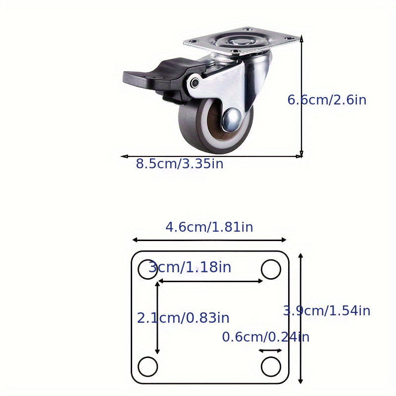 1pc 1.5/2.0 Pulgadas Ruedas Pequeñas Caster Muebles Perfil - Temu Chile