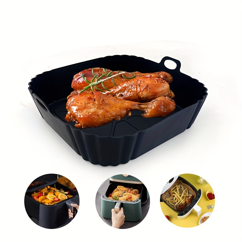 Air Fryer Liners, 2 Pack, 7.5'' Silicone Air Fryer Pot, Thickened Reusable Air Fryer Basket Fits 3QT-5QT Air Fryer, Heat-Resistant and Non-Stick Air