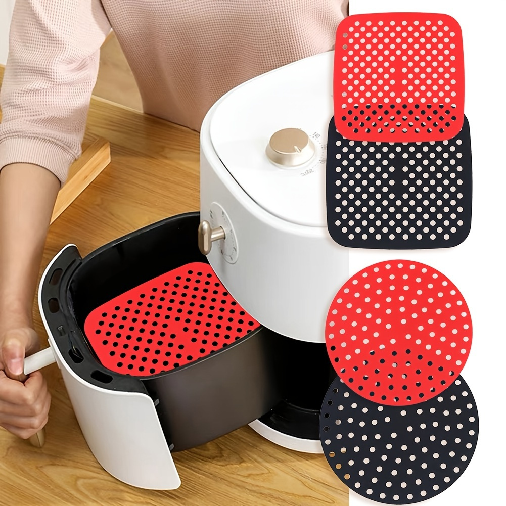 1PC Reusable Non-Slip Silicone Air Fryer Mat Square Round Liners