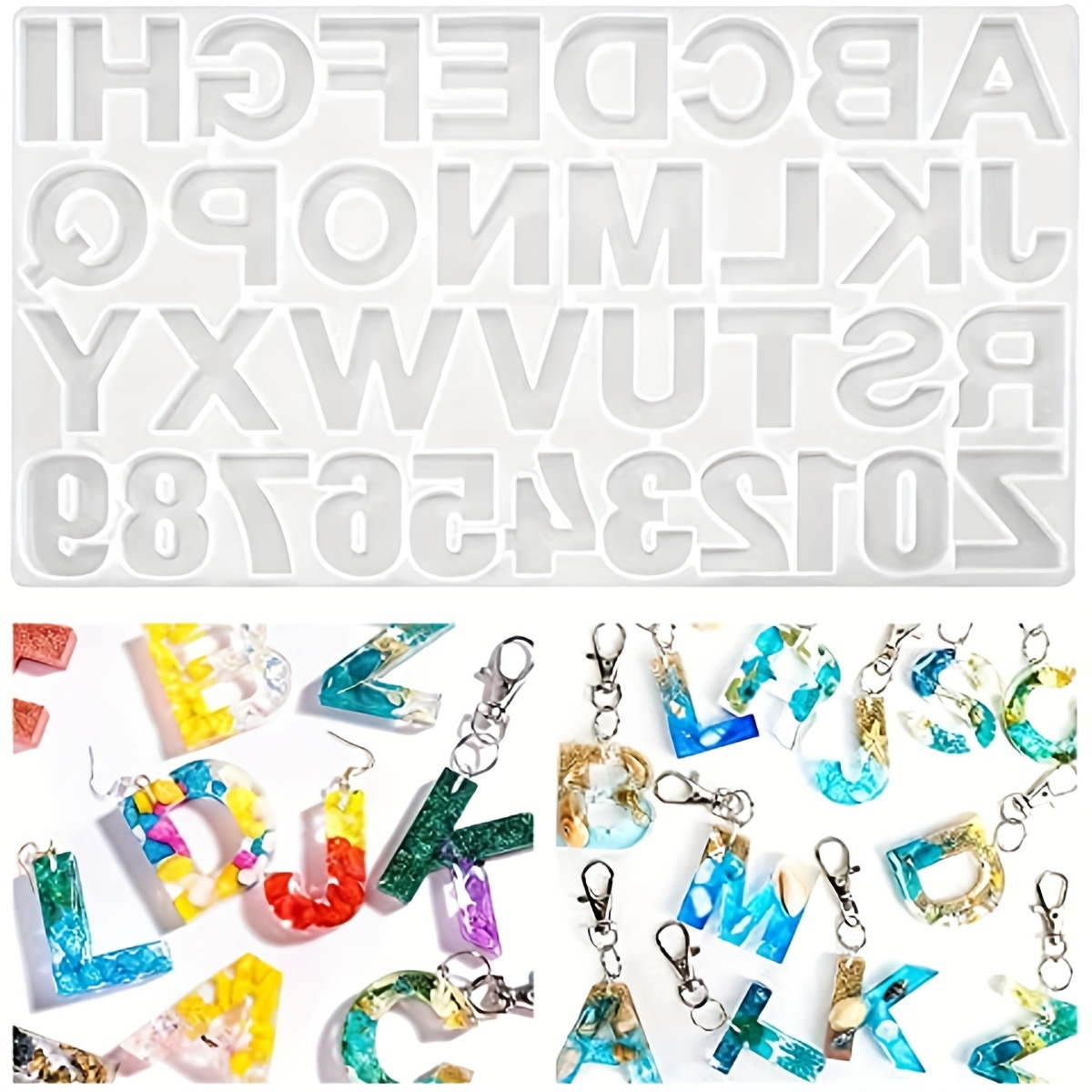 Letter Silicone Resin Mold Back Alphanumeric Chain Jewelry Mold with Key  Chain