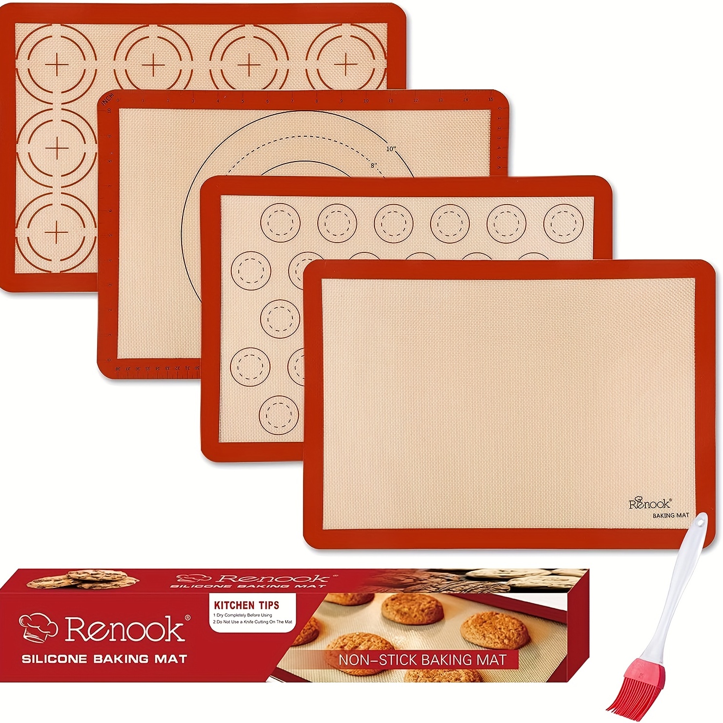  Silicone Baking Mat Set of 6, Easy Clean & Non-Stick Food Grade  Reusable Baking Mat, Silicon Baking Mats Oven Liner Sheet, Round & Square  Cake Mat, Pastry Board Rolling Dough Mats