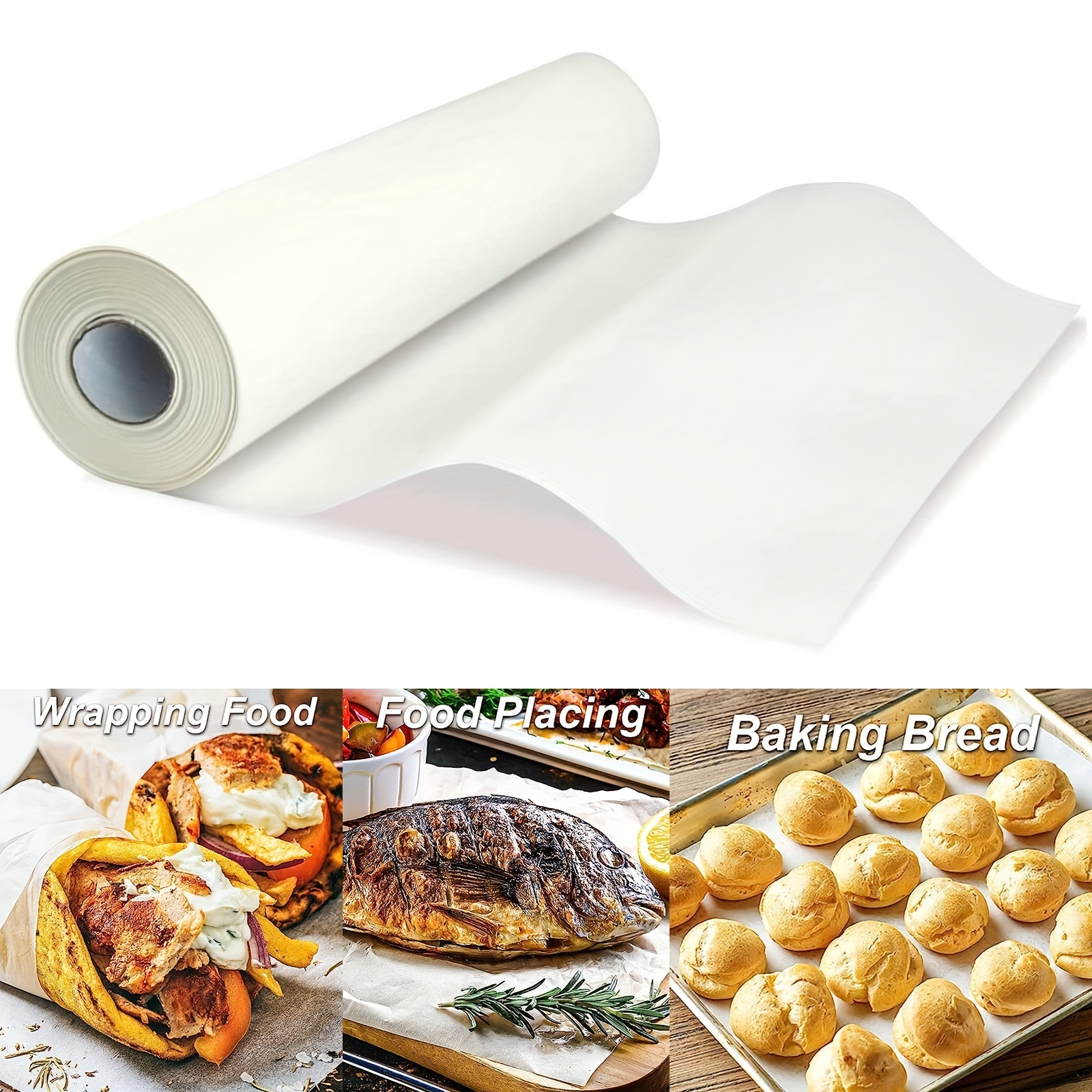  2 hojas de papel para hornear de 16.4 ft, antiadherentes  resistentes a altas temperaturas, papel de hornear apto para hornear a la  parrilla, freidora de aire, al vapor, pan, pasteles, galletas 